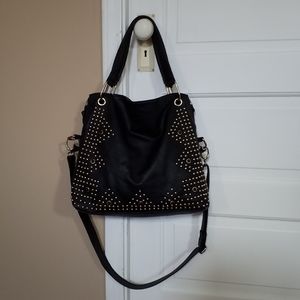 Faux leather crossbody with gold studs